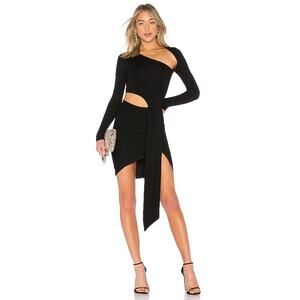 NBD Vices Long Sleeve Cut-Out Fully Lined Draped Bodycon Black Mini Dress SIZE S